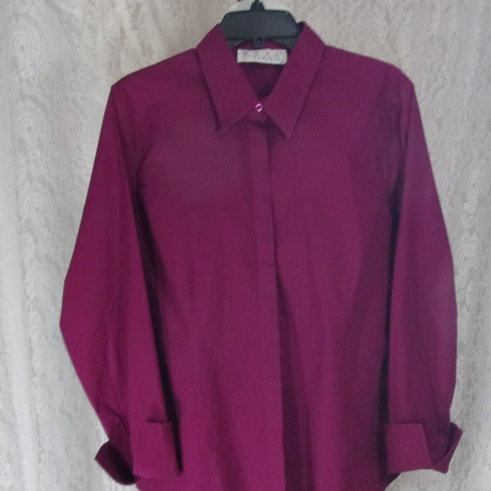 Real Comfort Classic Shirt Blouse Top Color Wine